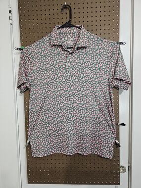 Rhoback The Masters Azela Polo Mens Lg Pink Floral Golf Performance Polo Shirt